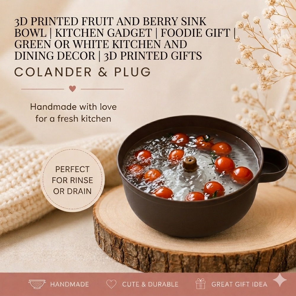 3D Printed Fruit and Berry Sink Bowl | Kitchen Gadget | Foodie Gift
